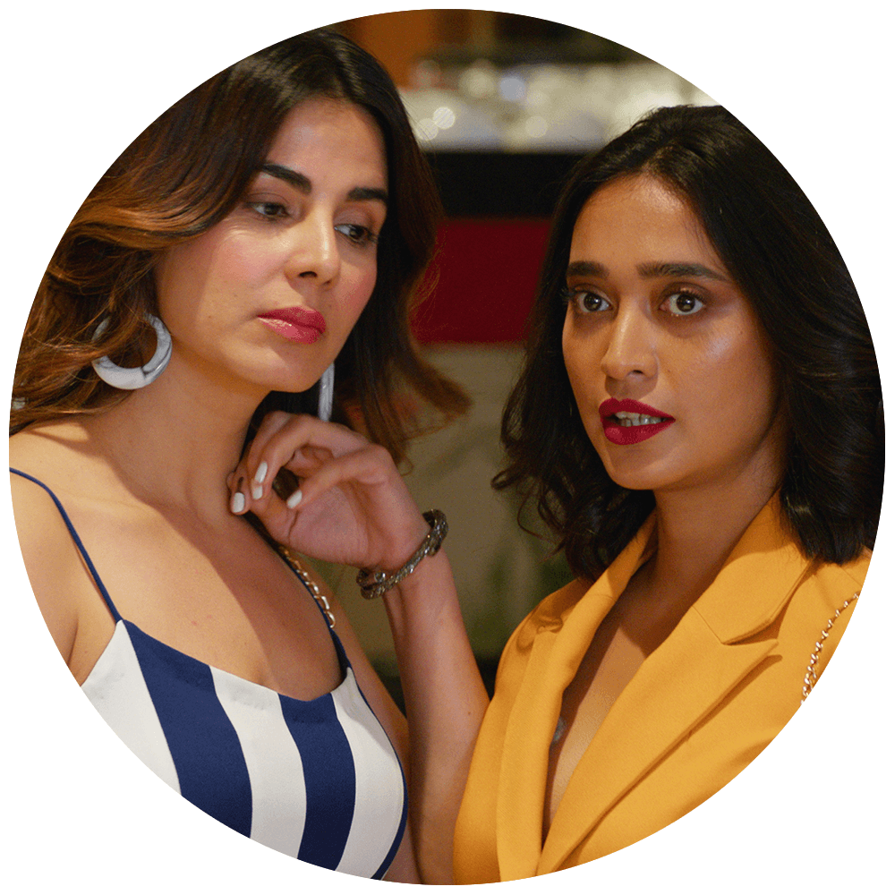 Kirti Kulhari as Anjana Menon, and Sayani Gupta as Damini Rizvi Roy in Four More Shots Please!: Season 2