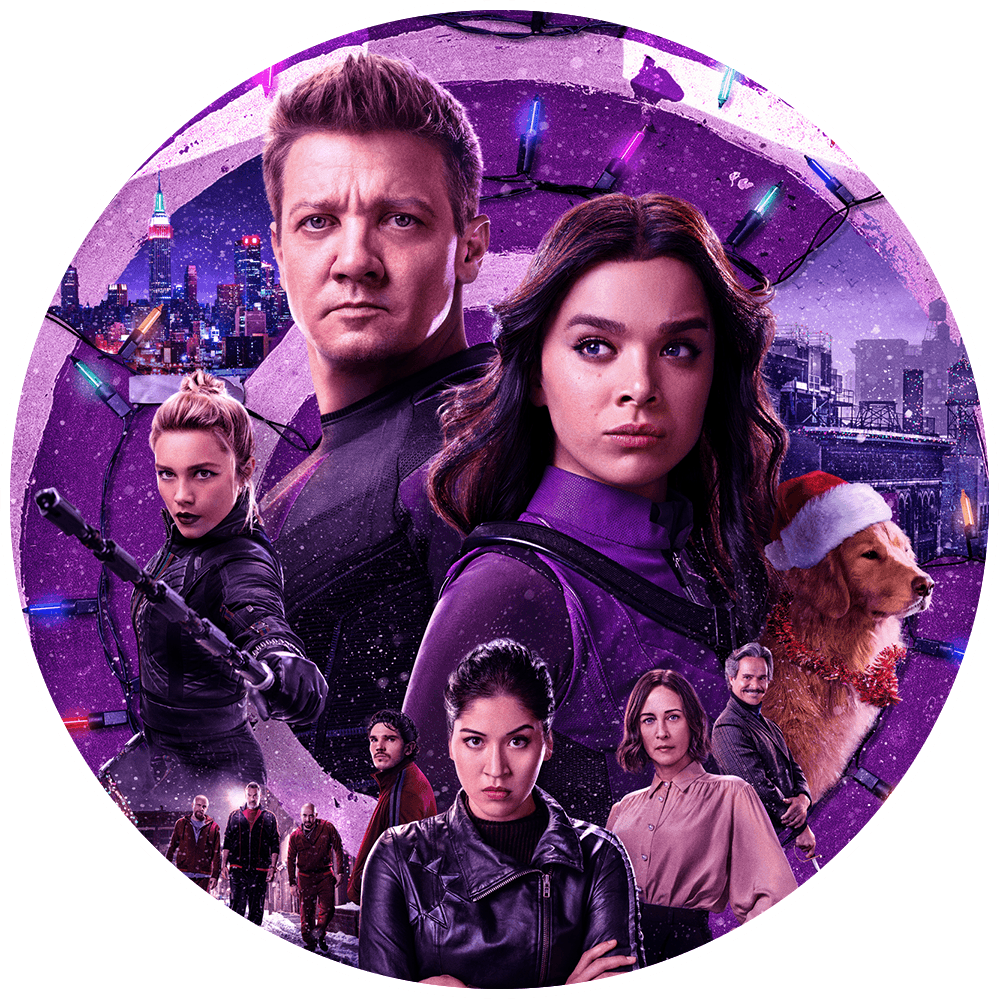 Hailee Steinfeld as Kate Bishop, and Jeremy Renner as Clint Barton in Hawkeye
