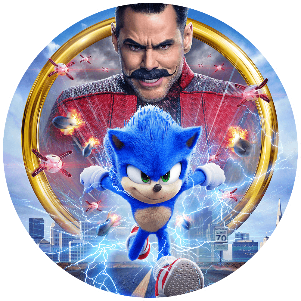 Jim Carrey and Sonic in Sonic the Hedgehog poster