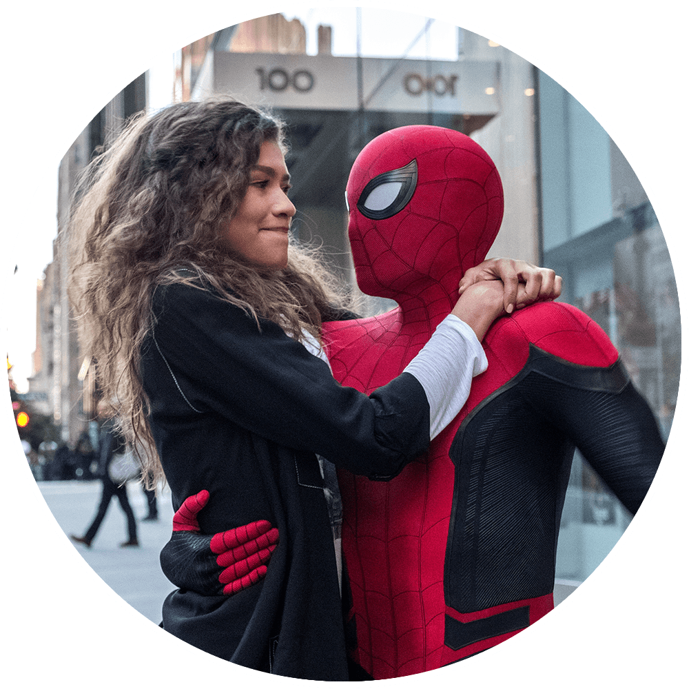 Zendaya as MJ, and Tom Holland as Peter Parker in Spider-Man: Far From Home