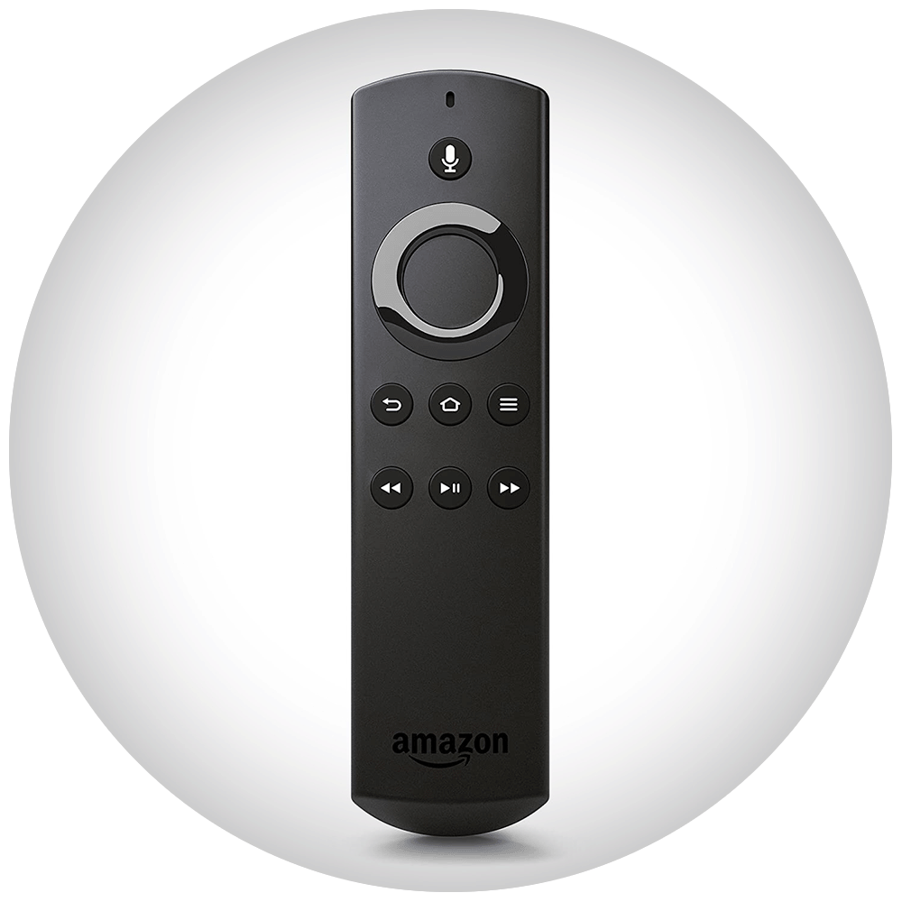 Amazon Fire TV Stick remote on white background