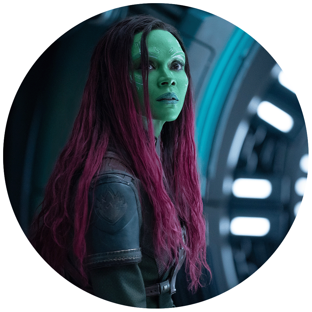 Zoe Saldaña as Gamora in Guardians of the Galaxy Vol. 3