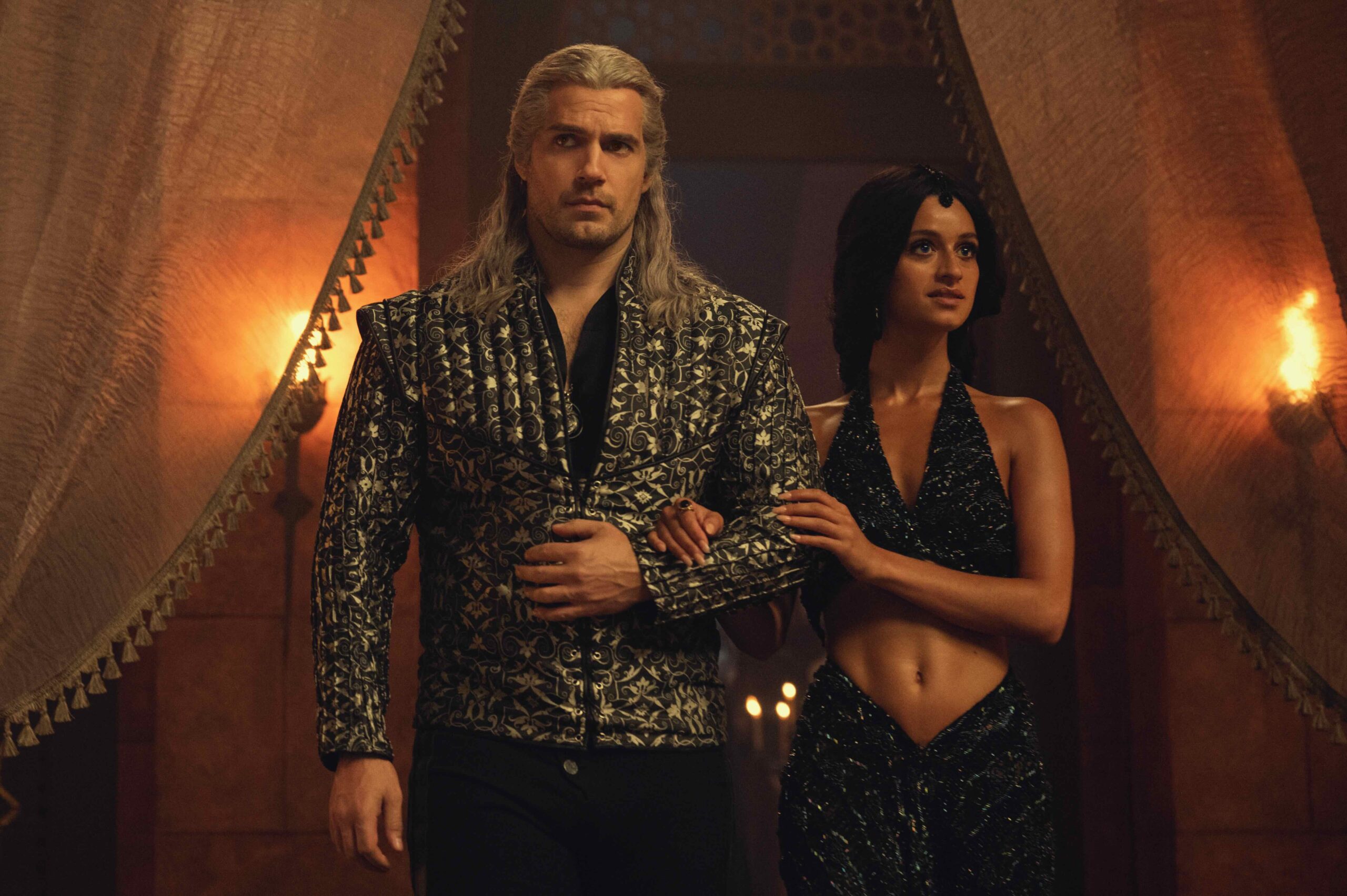 Henry Cavill as Geralt and Anya Chalotra as Yennefer in The Witcher season 3