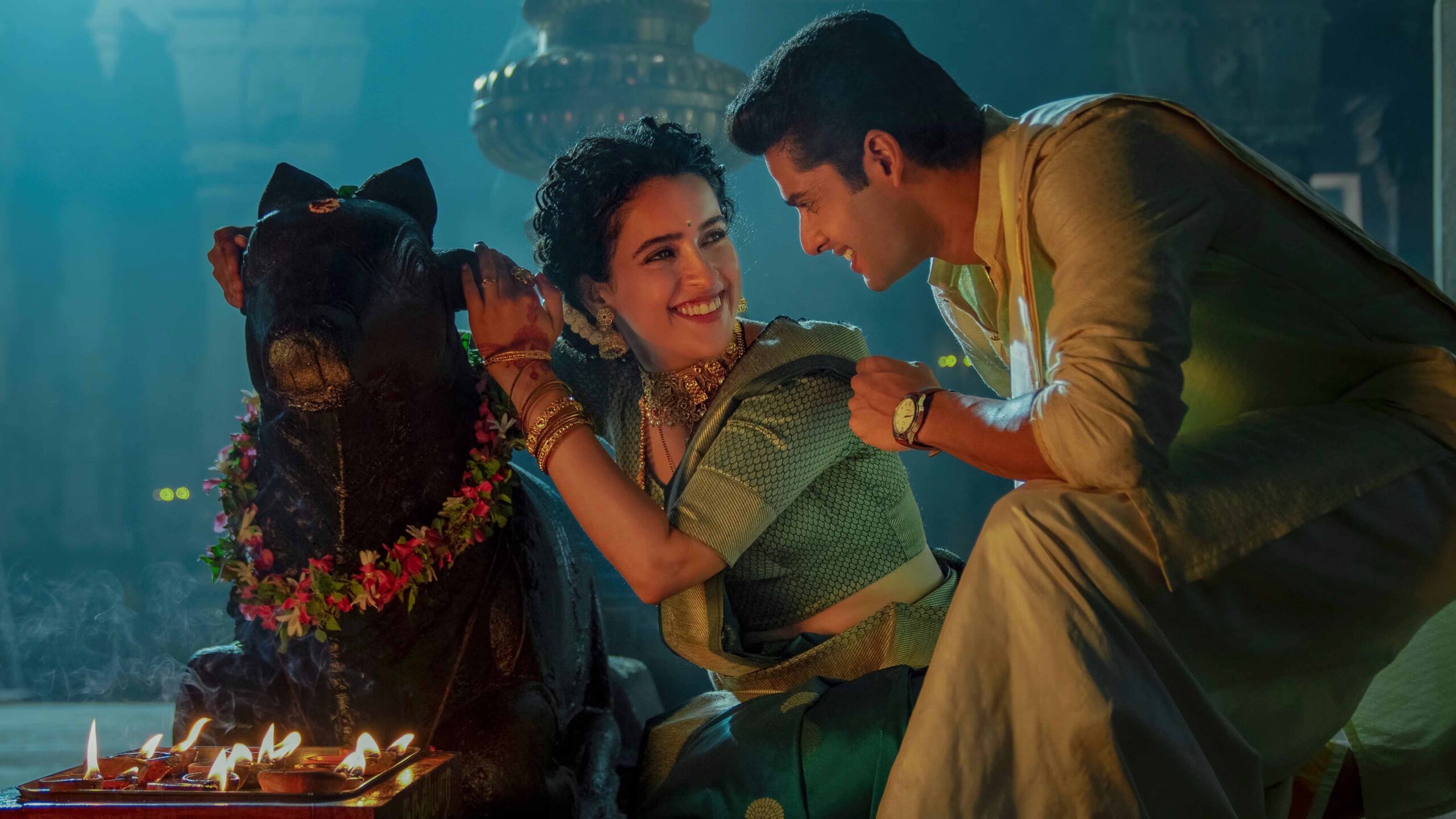 Sanya Malhotra and Abhimanyu Dassani in Meenakshi Sundareshwar