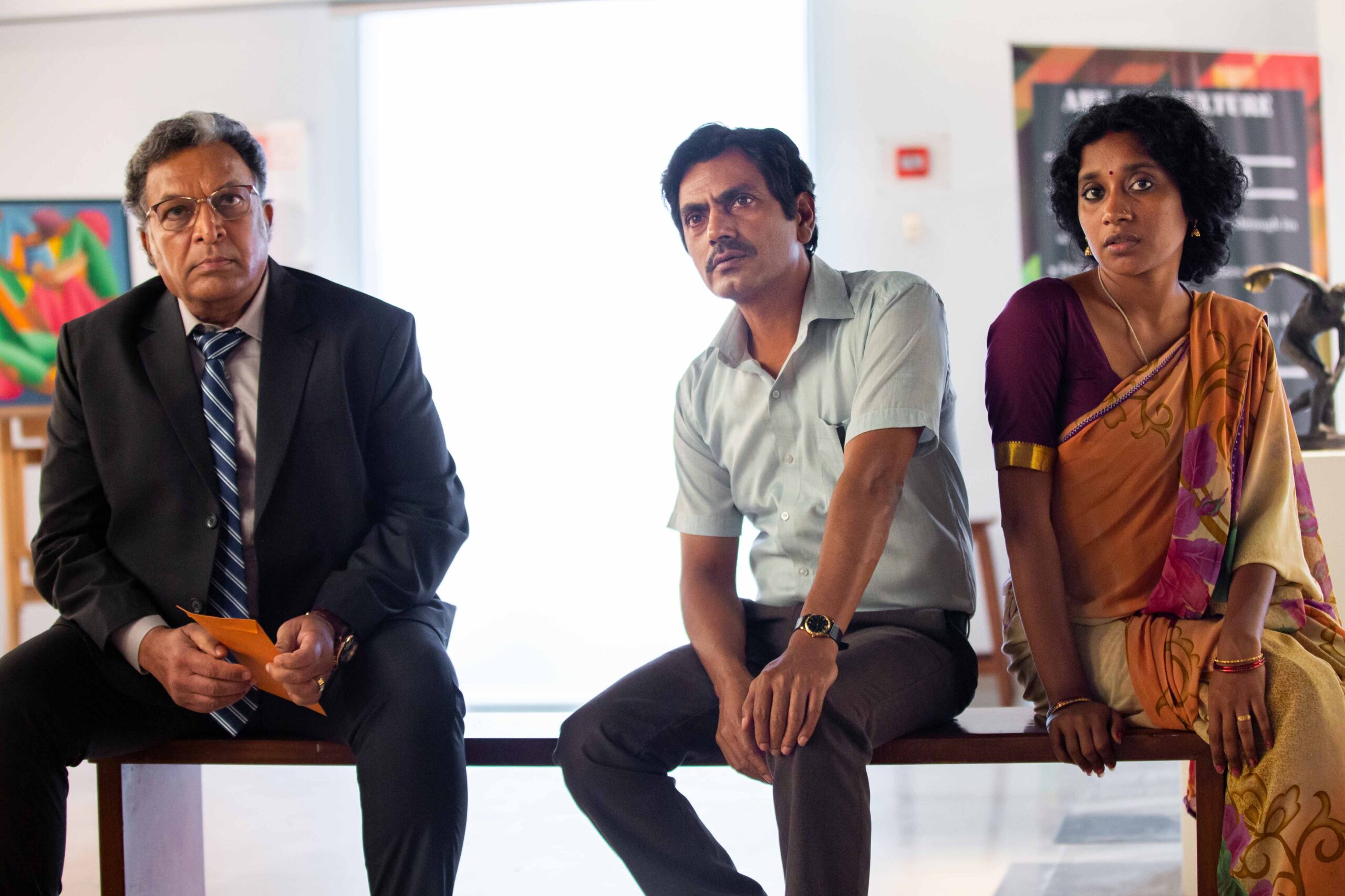 Nassar, Nawazuddin Siddiqui, and Indira Tiwari in Serious Men