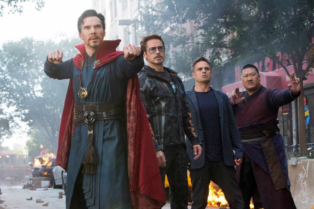 Benedict Cumberbatch, Robert Downey Jr., Mark Ruffalo, and Benedict Wong in Avengers: Infinity War (2018)