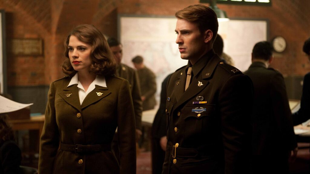Hayley Atwell and Chris Evans in Captain America: The First Avenger (2011)