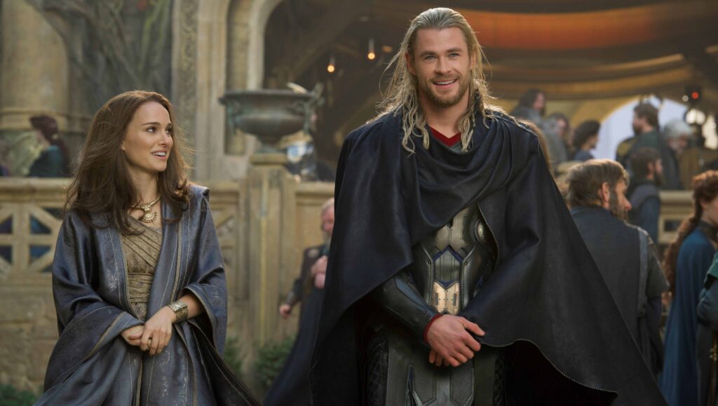 Natalie Portman and Chris Hemsworth in Thor: The Dark World (2013)