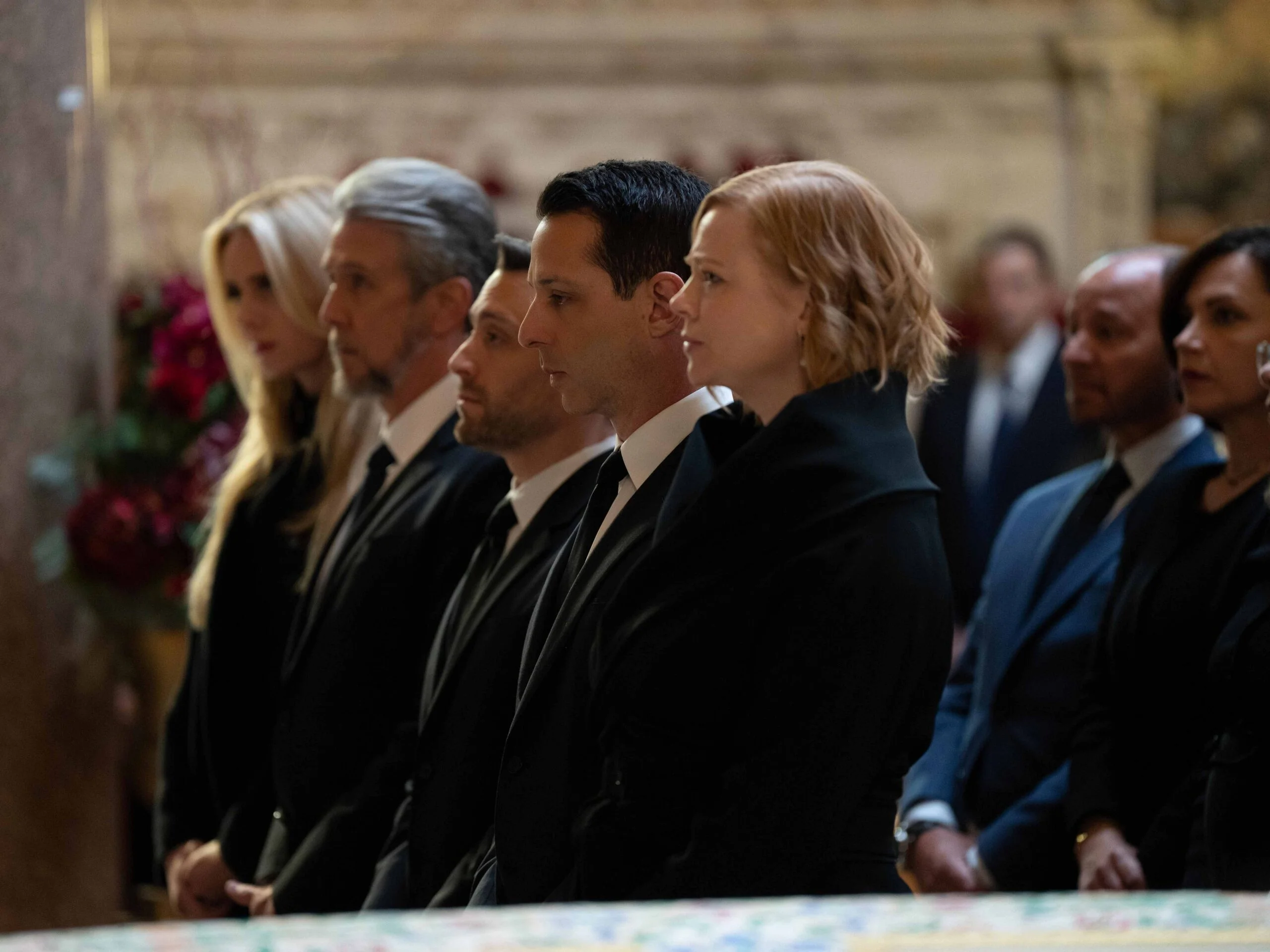 Justine Lupe, Alan Ruck, Kieran Culkin, Jeremy Strong, and Sarah Snook in Succession season 4