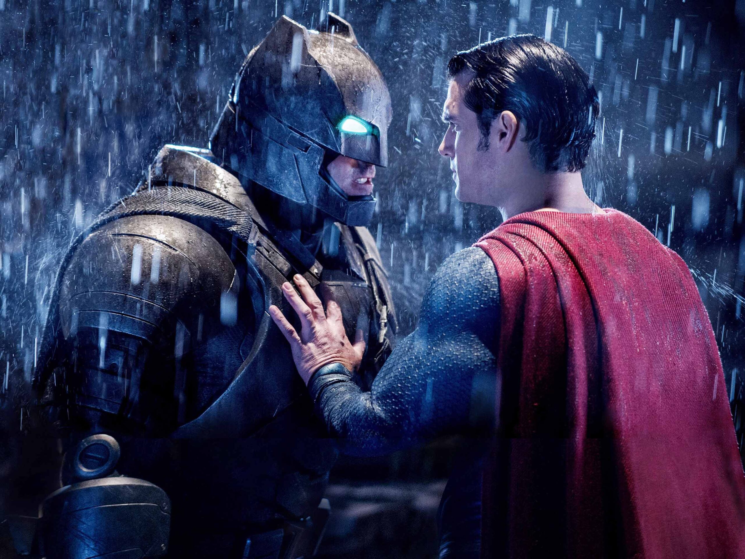 Ben Affleck as Batman and Henry Cavill as Superman in Batman v Superman: Dawn of Justice