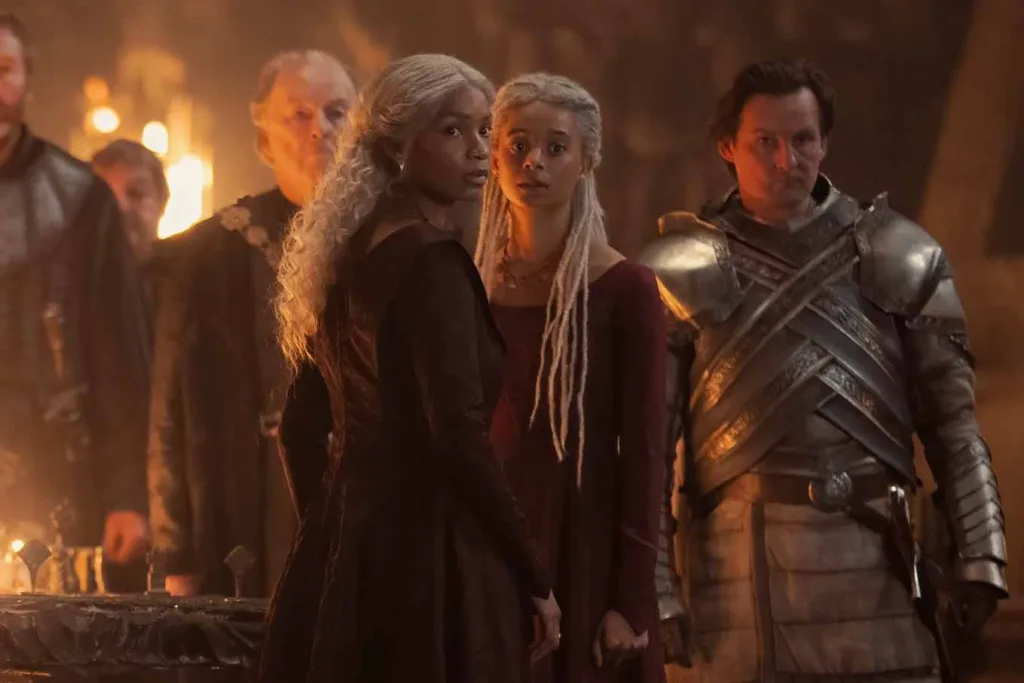 Baela and Rhaena Targaryen in House of the Dragon season 2