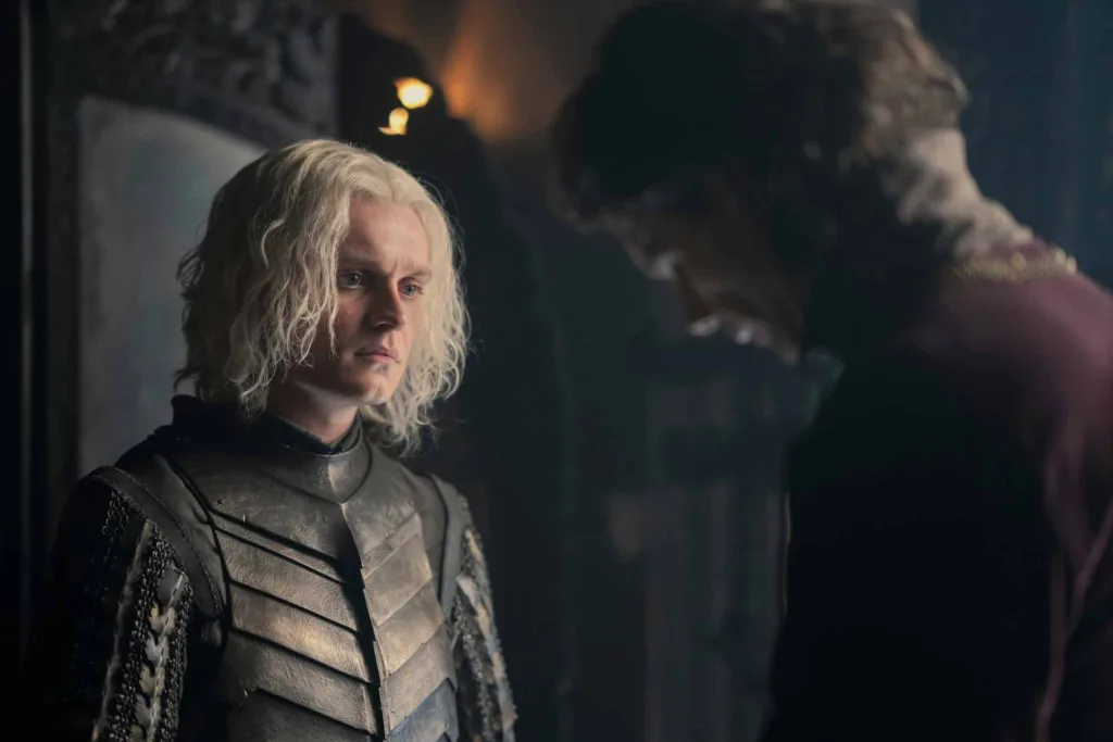 King Aegon II Targaryen, Larys Strong in House of the Dragon season 2 episode 3