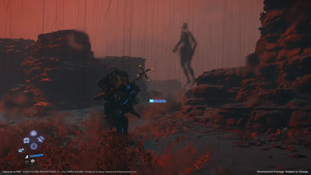 Sam sneaking up to a BT in Death Stranding 2: On the Beach